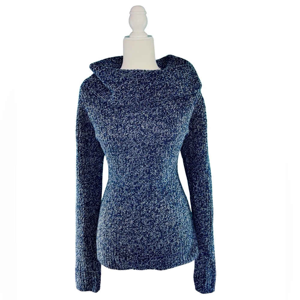 Allie & Rob Navy & White Marled Cowl Neck Knit Sweater Size M